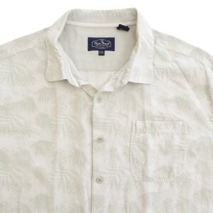 Nat Nast Mens Button Front Shirt Cream Palm Leaf Silk Cotton SIze XXL